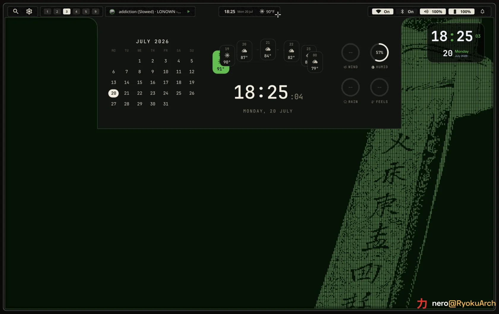 Ryoku Widgets, Calendar, weather, and clock