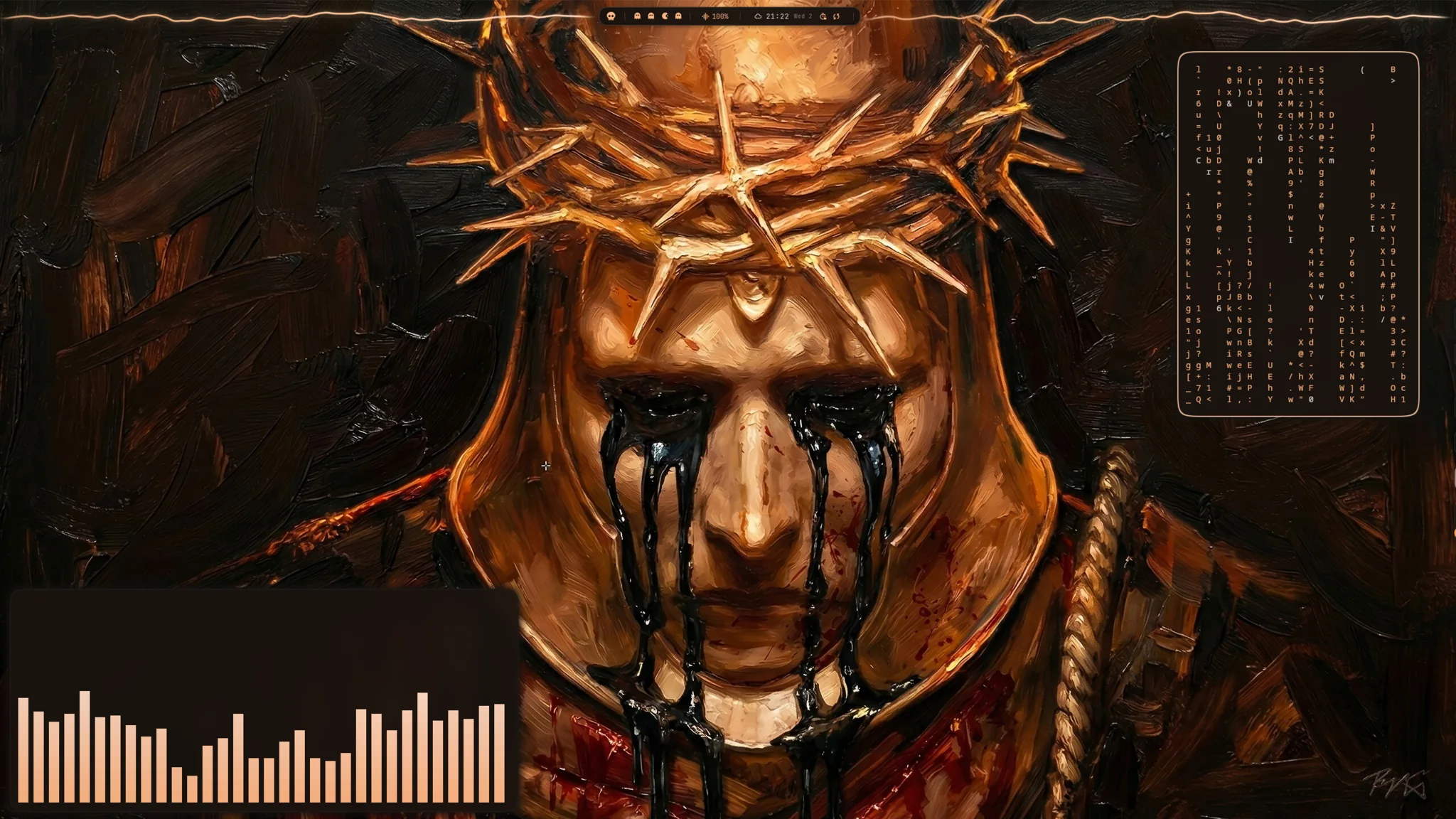 Ryoku desktop, A crown of thorns in deep red.