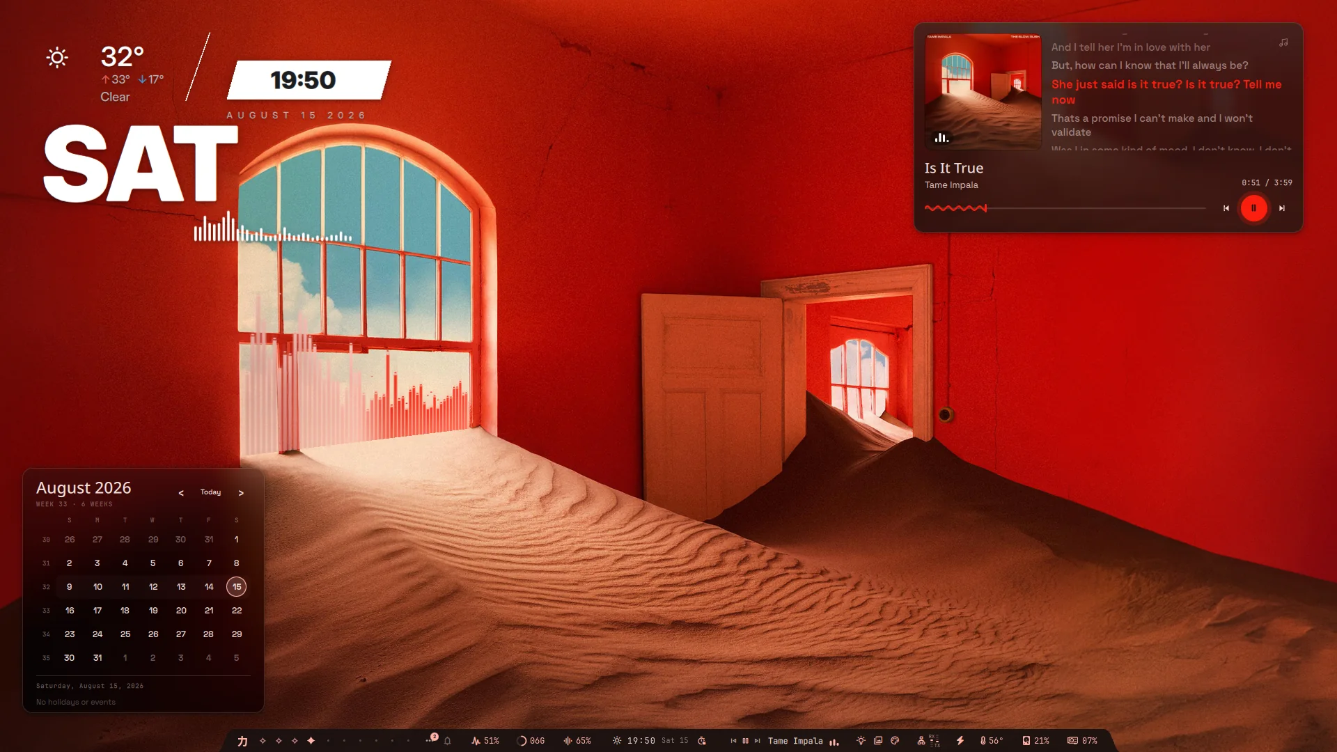 Ryoku desktop, A red desert room.