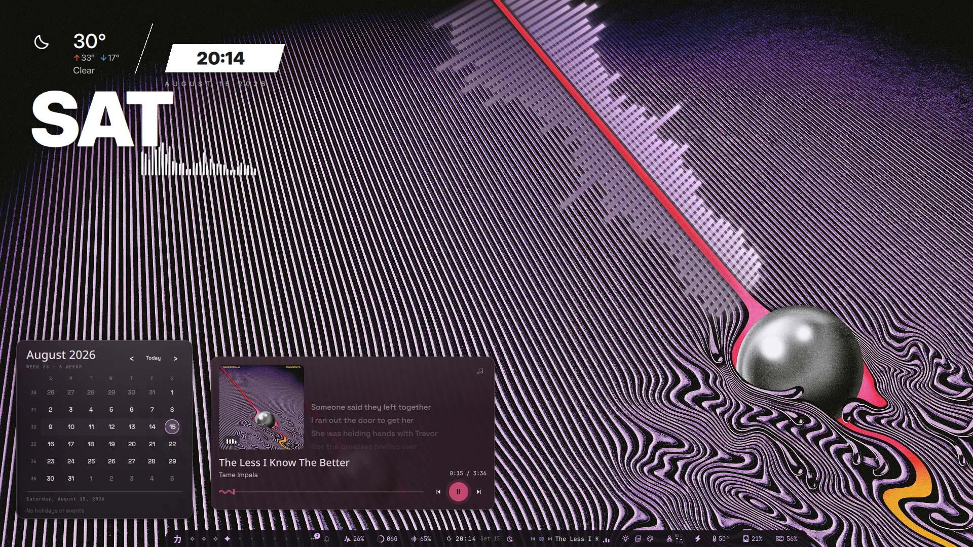 Ryoku desktop, A purple desk, a chrome sphere