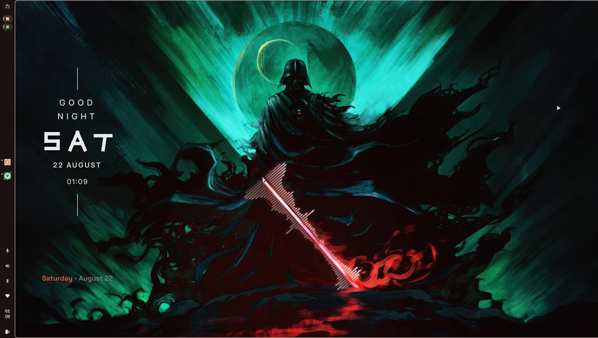 Ryoku desktop, A red saber in the dark